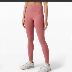 Lululemon Cherry Tint Fast and Free Tights 31” size 6